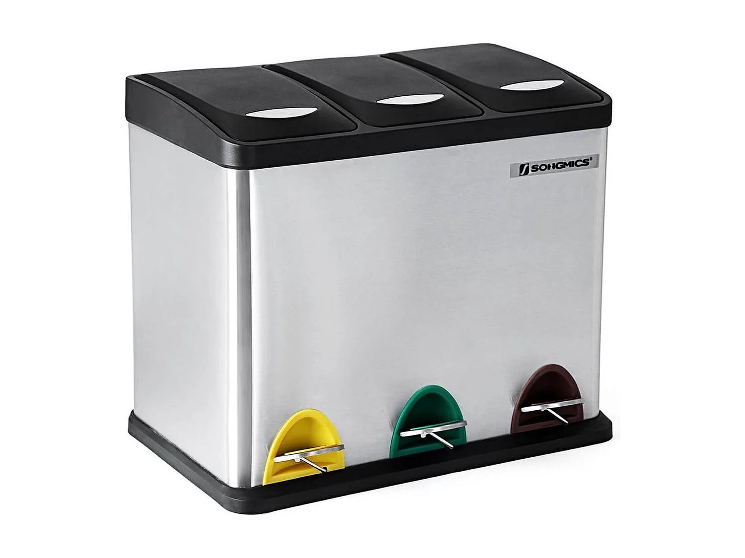 Parya Home vuilnisbak afvalbak +binnenemmer afvalscheidingssystemen pedaalemmer RVS (24 liter 3x8L)