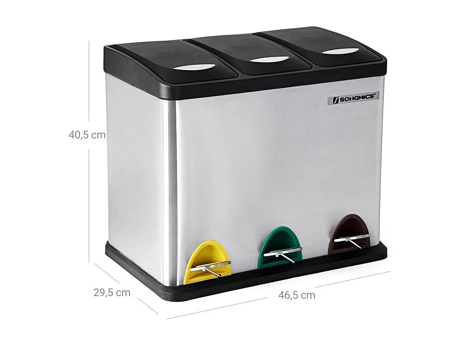 Parya Home vuilnisbak afvalbak +binnenemmer afvalscheidingssystemen pedaalemmer RVS (24 liter 3x8L)