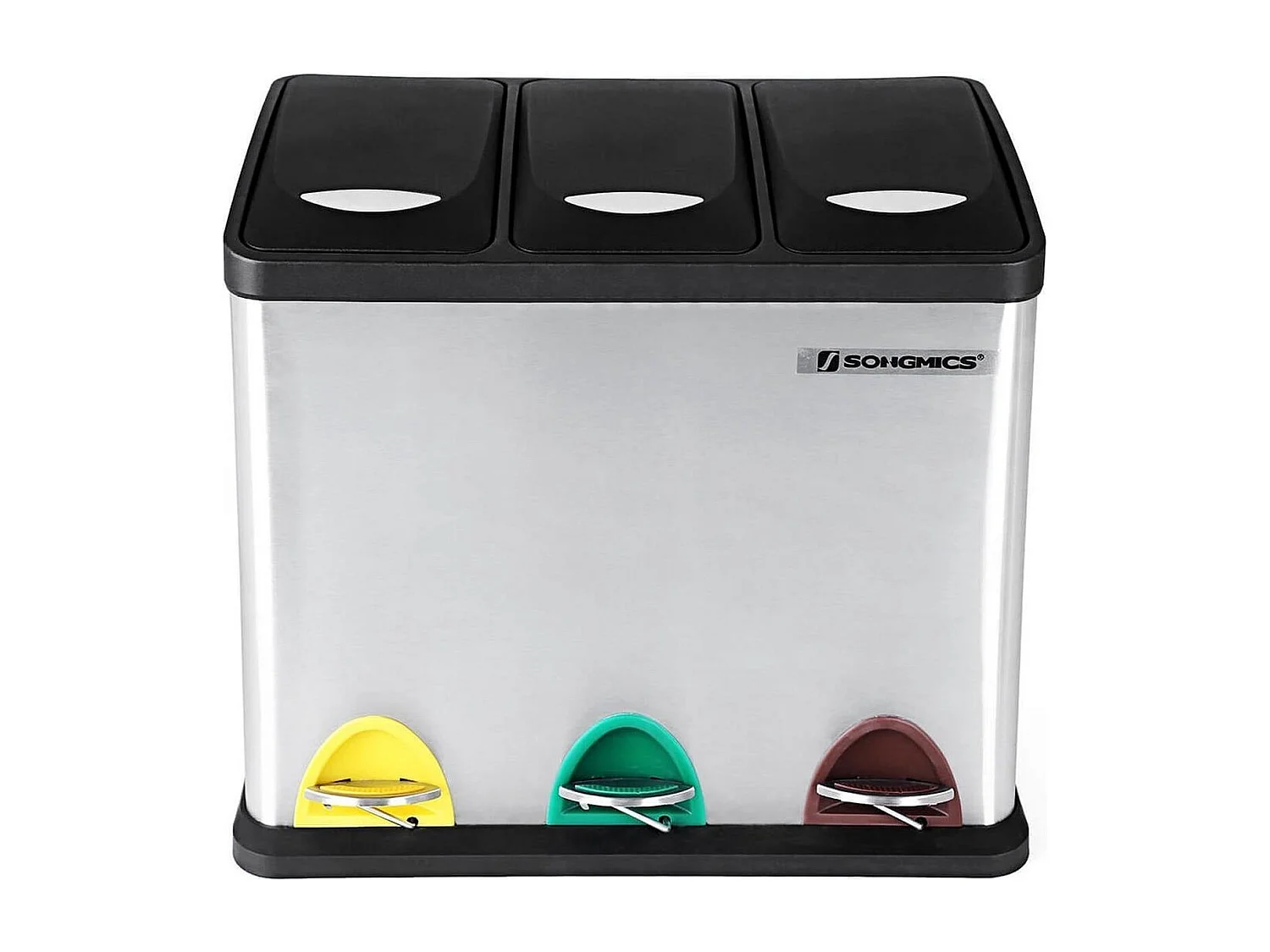 Parya Home vuilnisbak afvalbak +binnenemmer afvalscheidingssystemen pedaalemmer RVS (24 liter 3x8L)