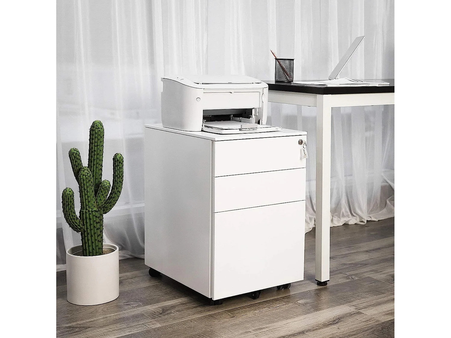 Bobbel Home - Stalen ladeblok - Verrijdbaar - Met 3 lades - Voorgemonteerd - Wit