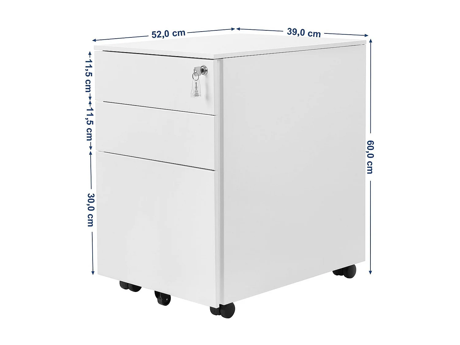 Bobbel Home - Stalen ladeblok - Verrijdbaar - Met 3 lades - Voorgemonteerd - Wit