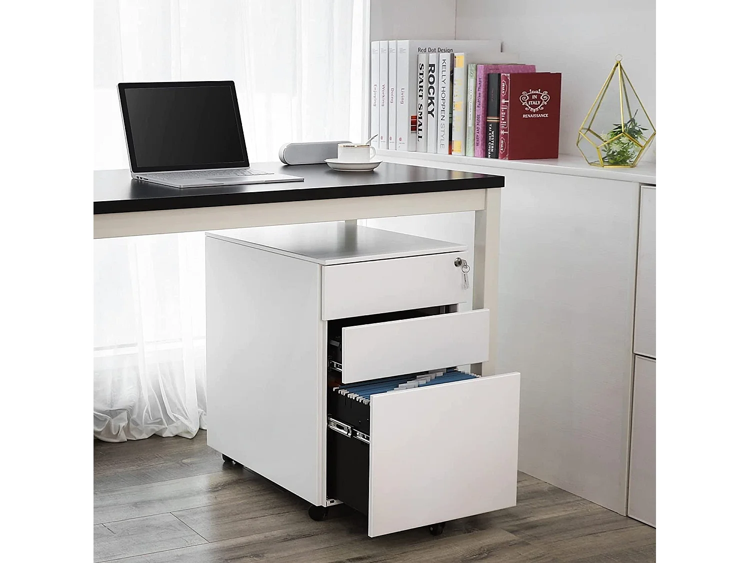 Bobbel Home - Stalen ladeblok - Verrijdbaar - Met 3 lades - Voorgemonteerd - Wit