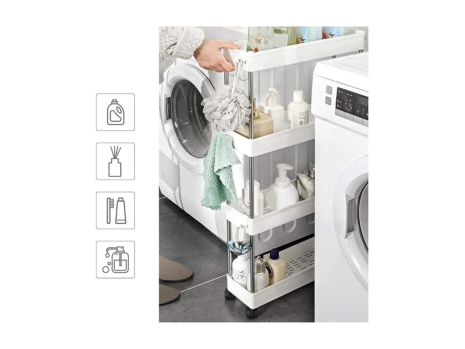 Keuken trolley met 4 etages - Wit