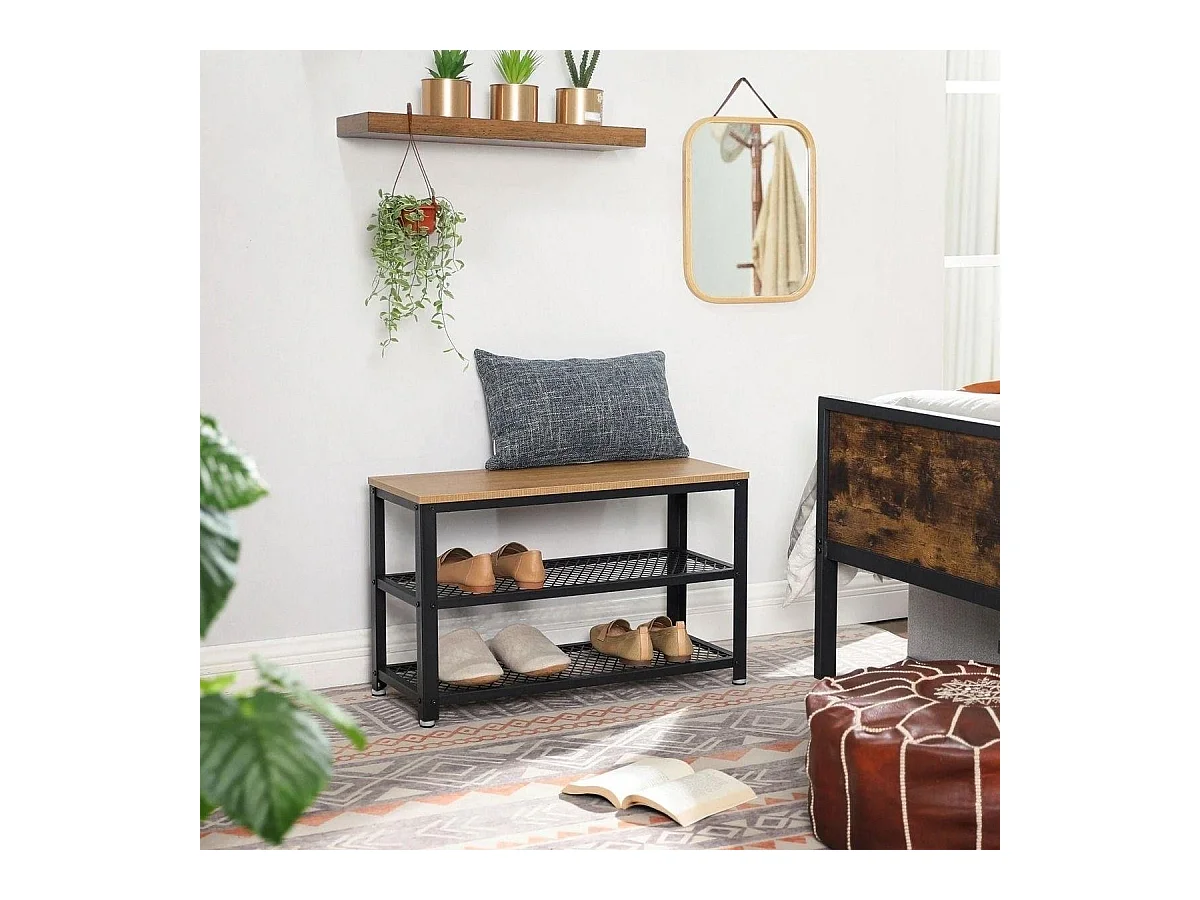 Parya Home - Houten Schoenenrek - Schoenenbank - Metaal - Hout - Industrieel