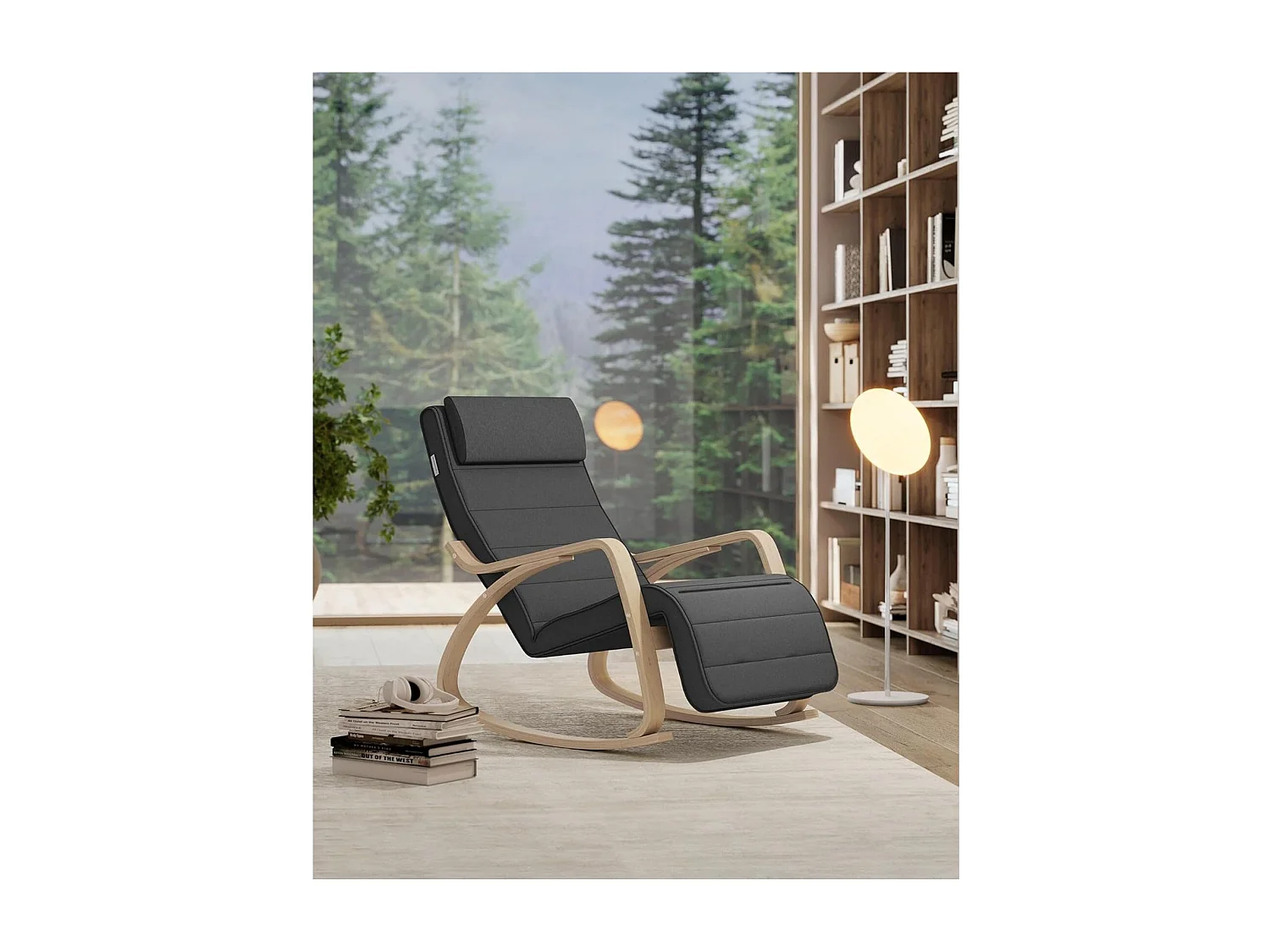 Schommelstoel - Relaxstoel - Verstelbaar 5 standen - Grijs