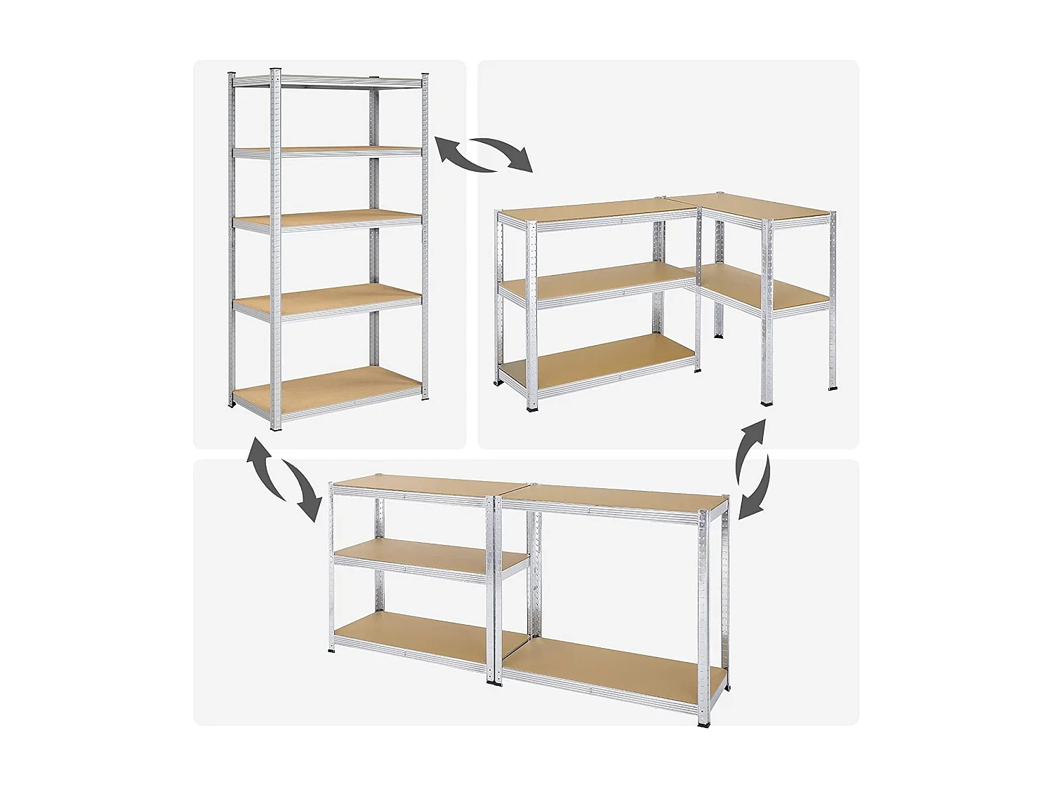 Bobbel Home - Kelderkast - 200 x 100 x 50 cm - Zilverkleurig