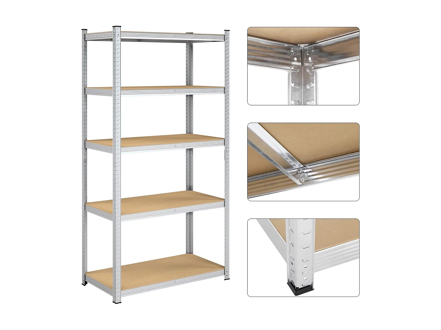 Bobbel Home - Kelderkast - 200 x 100 x 50 cm - Zilverkleurig