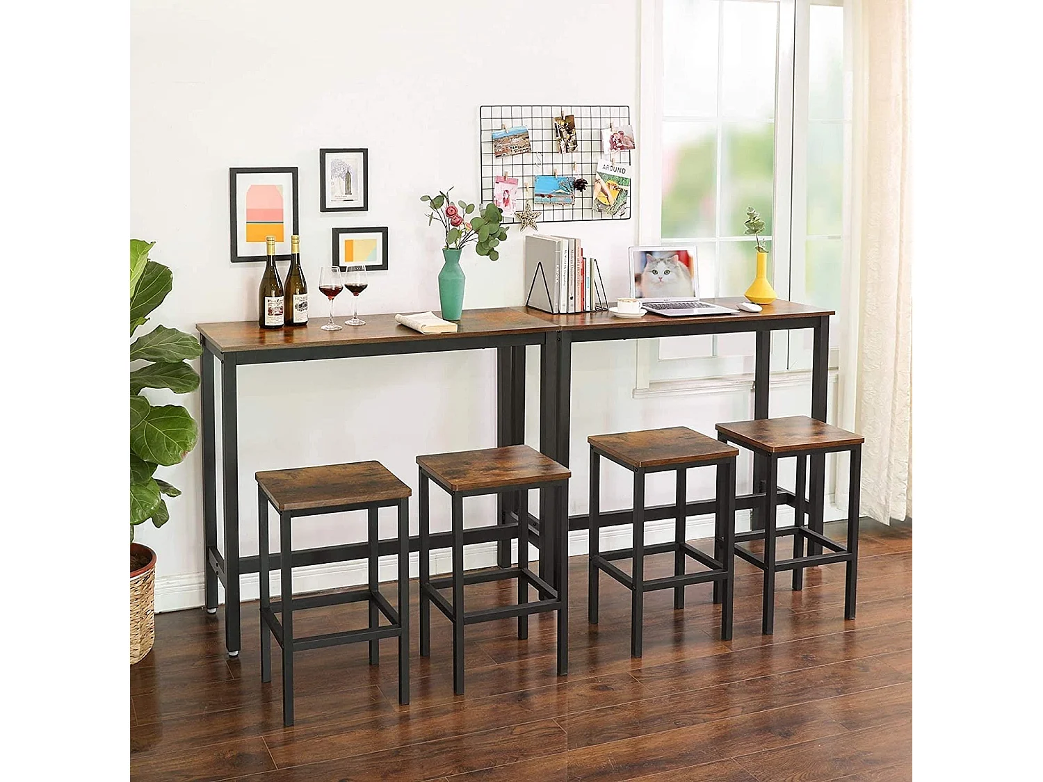 Bobbel Home - Bartafel - Metalen frame - Vintage - Donkerbruin