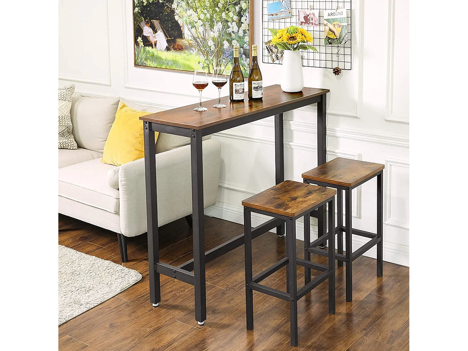 Bobbel Home - Bartafel - Metalen frame - Vintage - Donkerbruin