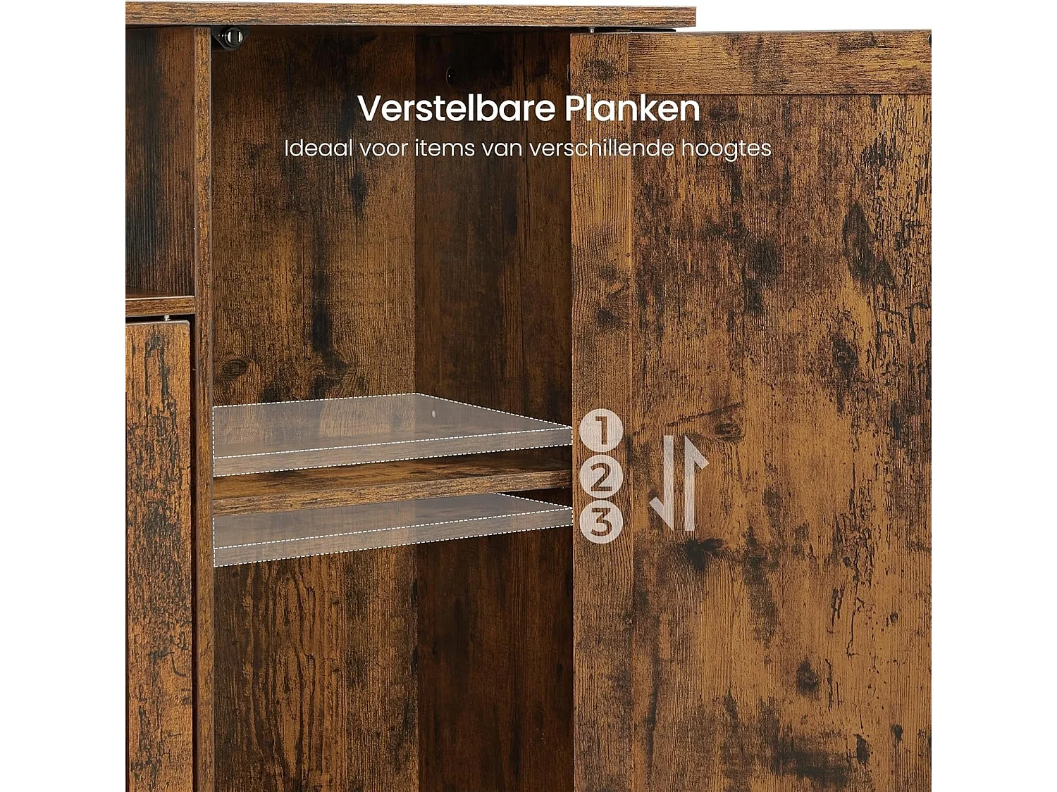 Parya Home Industrieel Dressoir – Keukenkast met 3 deuren, woonkamer, keuken, 110 x 33 x 75 cm