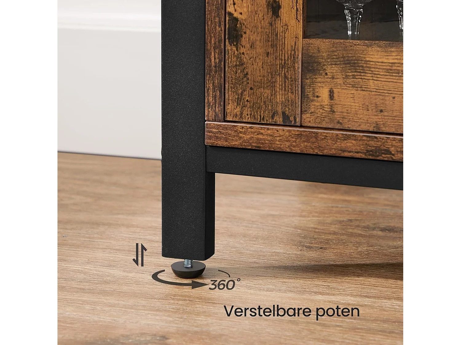 Parya Home Industrieel Dressoir – Keukenkast met 3 deuren, woonkamer, keuken, 110 x 33 x 75 cm