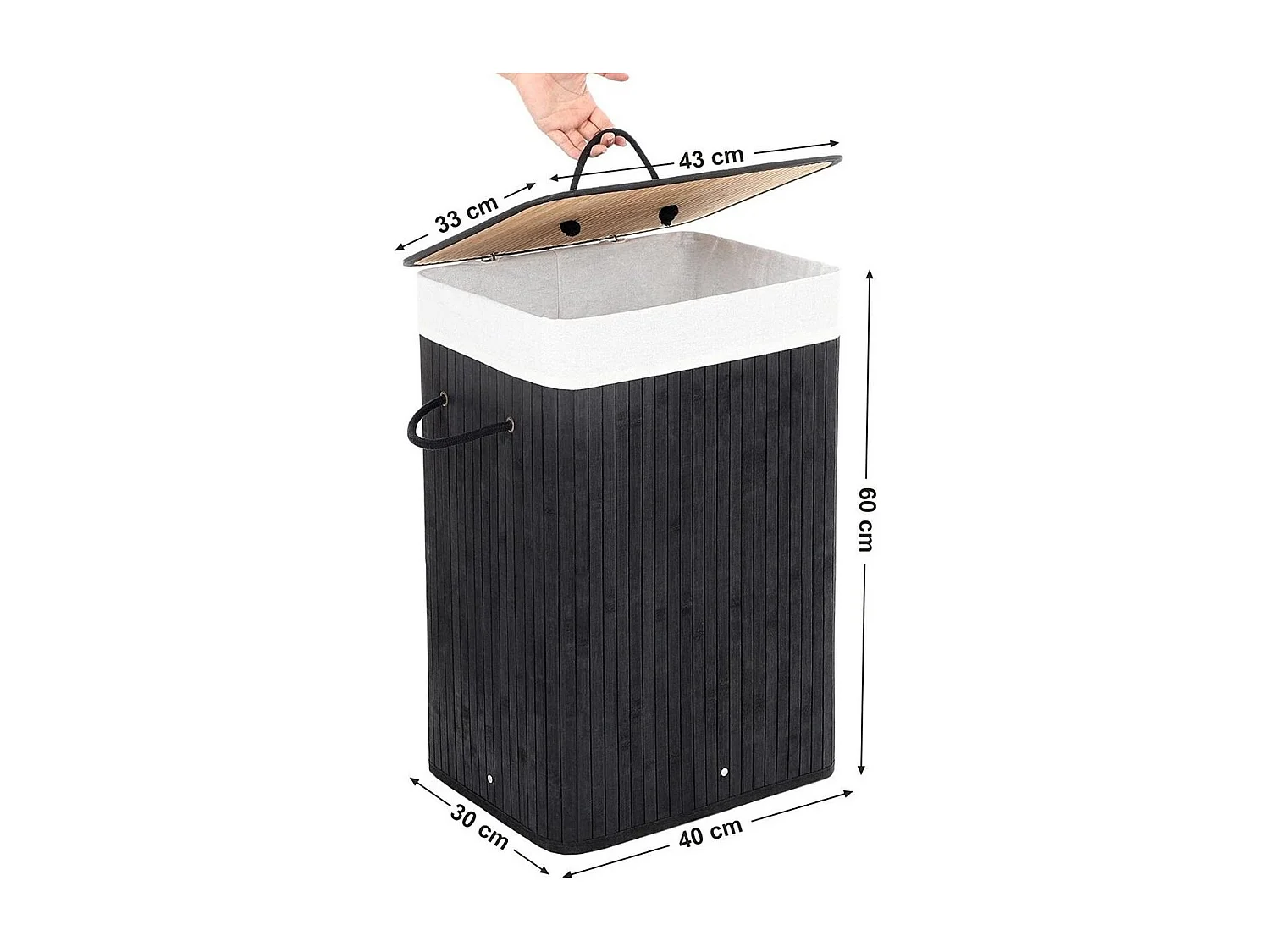 Bobbel Home - Wasmand - Bamboe - 72 Liter - Zwart