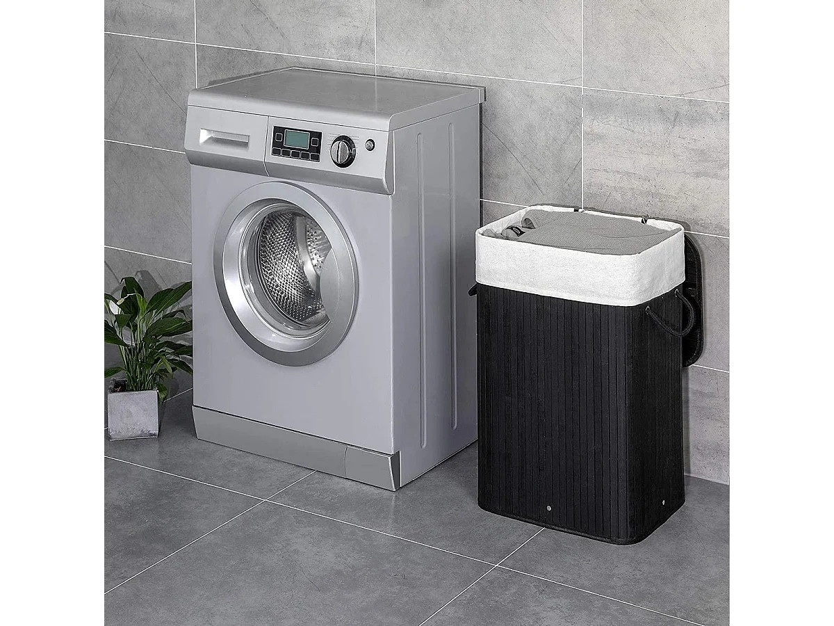 Bobbel Home - Wasmand - Bamboe - 72 Liter - Zwart