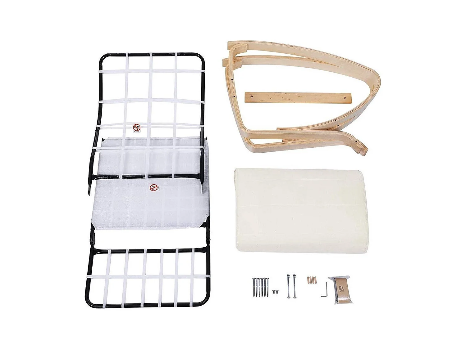 Schommelstoel - Relaxstoel - Verstelbaar 5 standen - Naturel / Beige