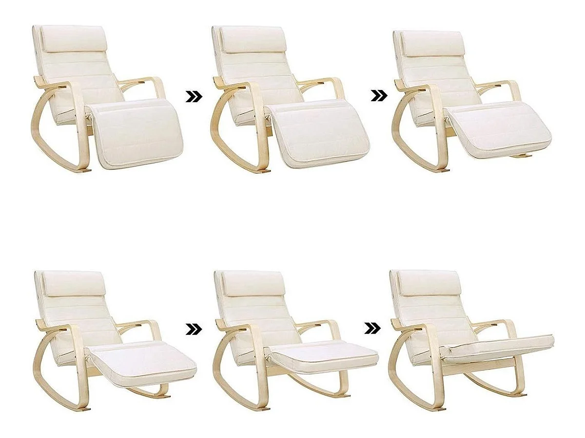 Schommelstoel - Relaxstoel - Verstelbaar 5 standen - Naturel / Beige