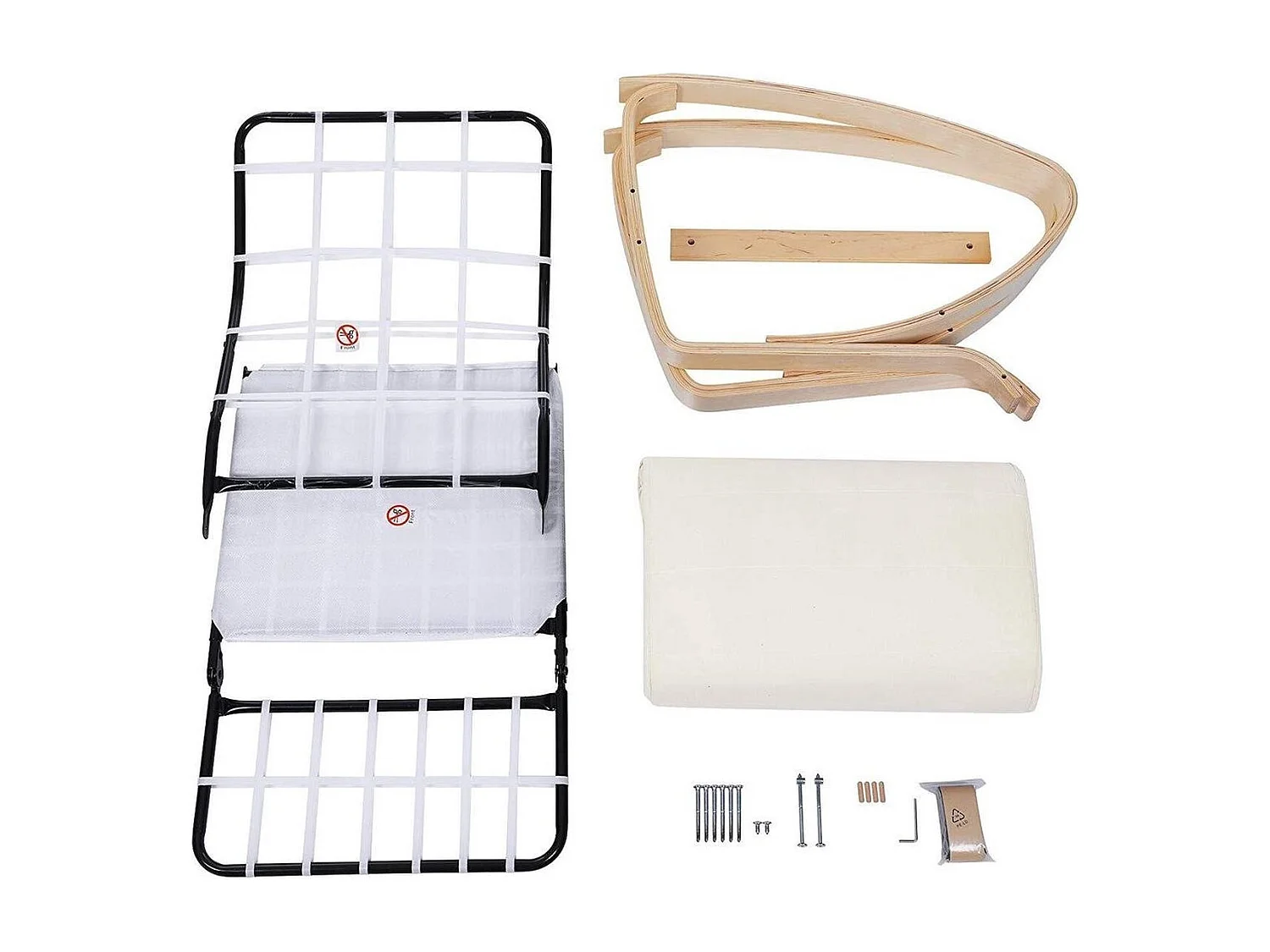 Schommelstoel - Relaxstoel - Verstelbaar 5 standen - Naturel / Beige