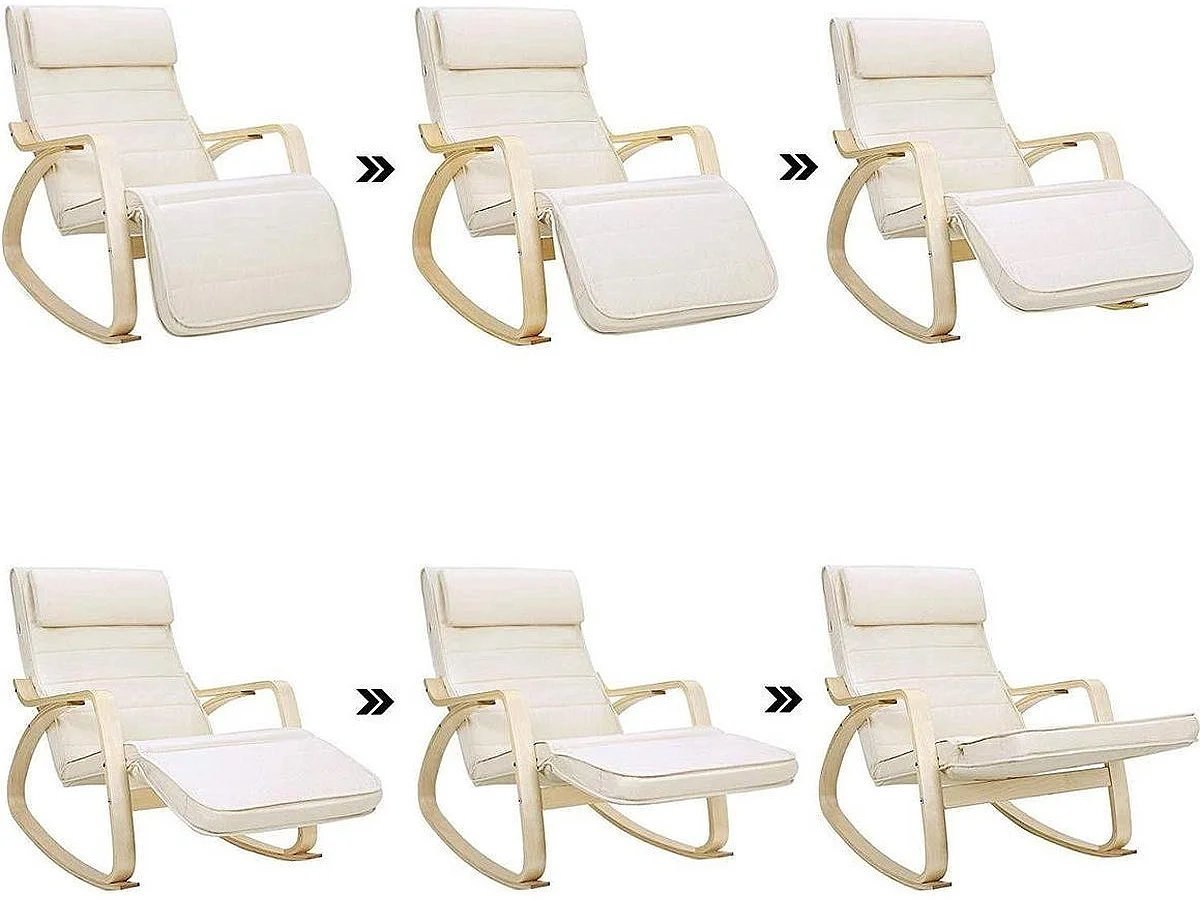 Schommelstoel - Relaxstoel - Verstelbaar 5 standen - Naturel / Beige