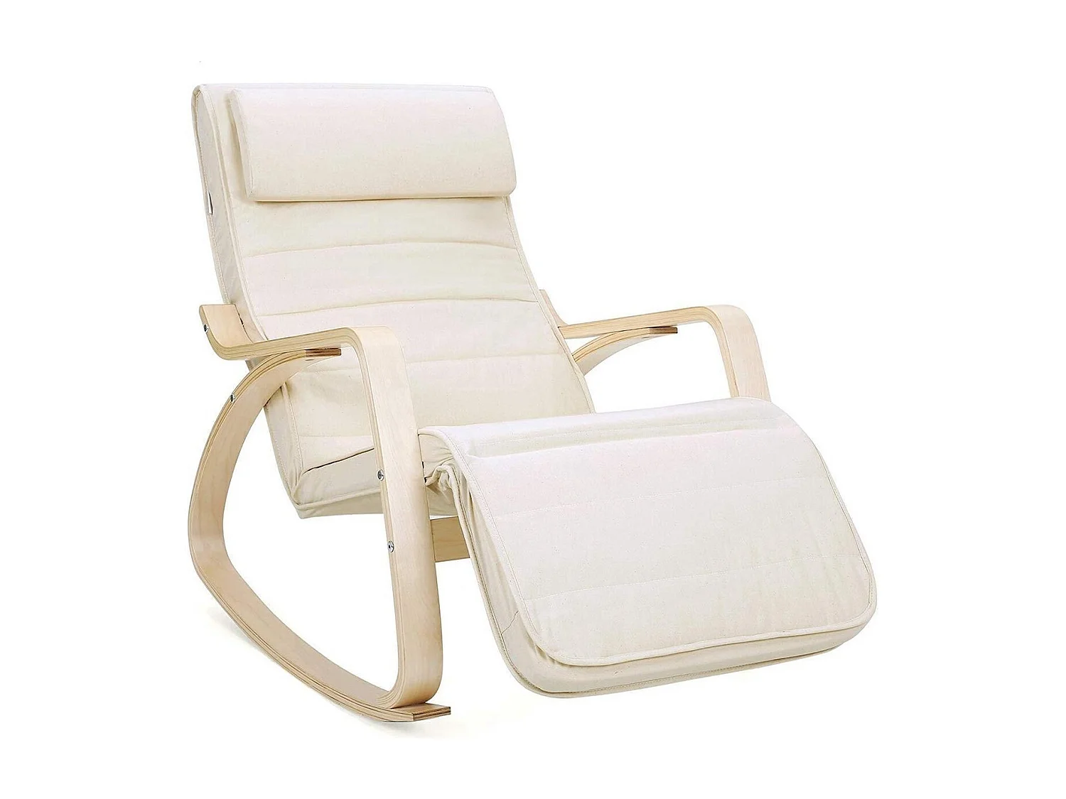 Schommelstoel - Relaxstoel - Verstelbaar 5 standen - Naturel / Beige