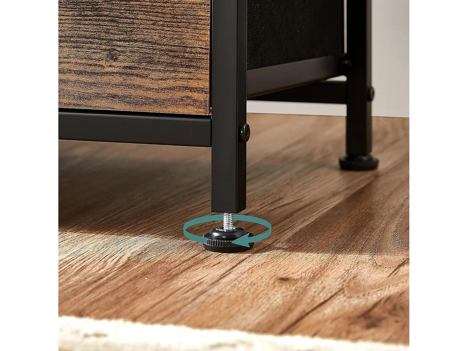 Parya Home Industriėle Commode – Opbergkast met 7 stoffen laden en metalen frame, bruin-zwart