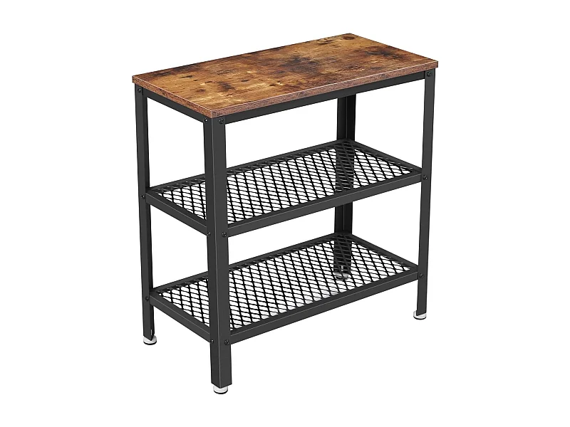 Deluxe Bijzettafel - Met 2 Roosters - Vintage - Industrieel - Bruin