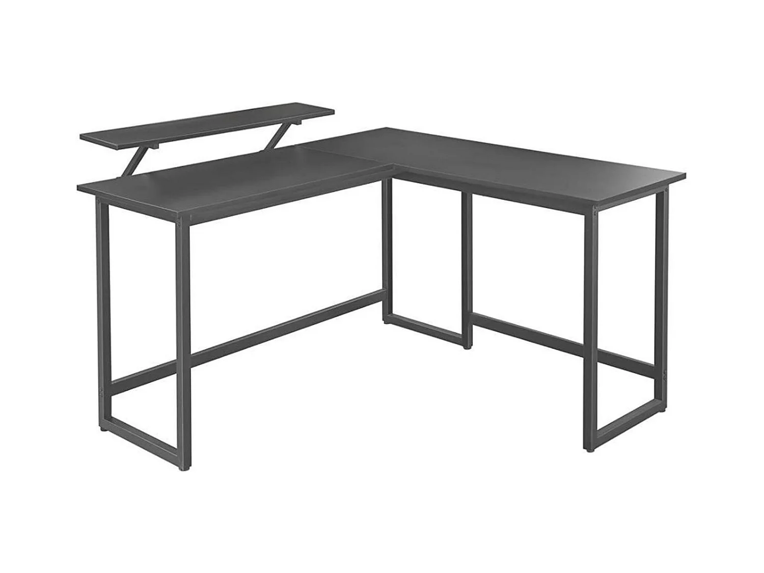 Parya bureau, L-vormig computerbureau met beweegbare monitorbevestiging, metaal, zwart LWD56BK