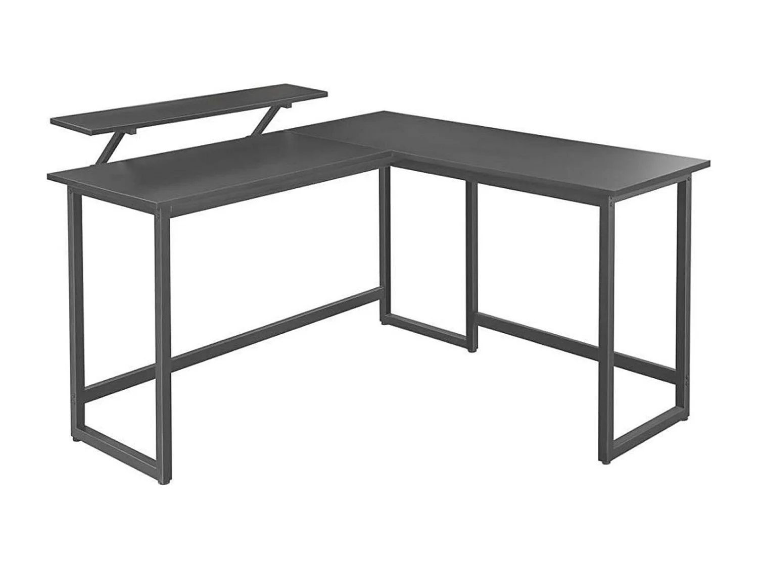 Parya bureau, L-vormig computerbureau met beweegbare monitorbevestiging, metaal, zwart LWD56BK