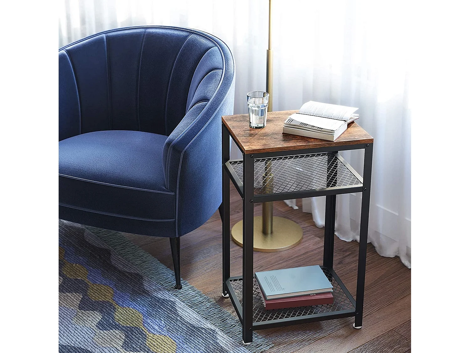 Parya Home - Bijzettafel - Metaal/Hout - Donkerbruin