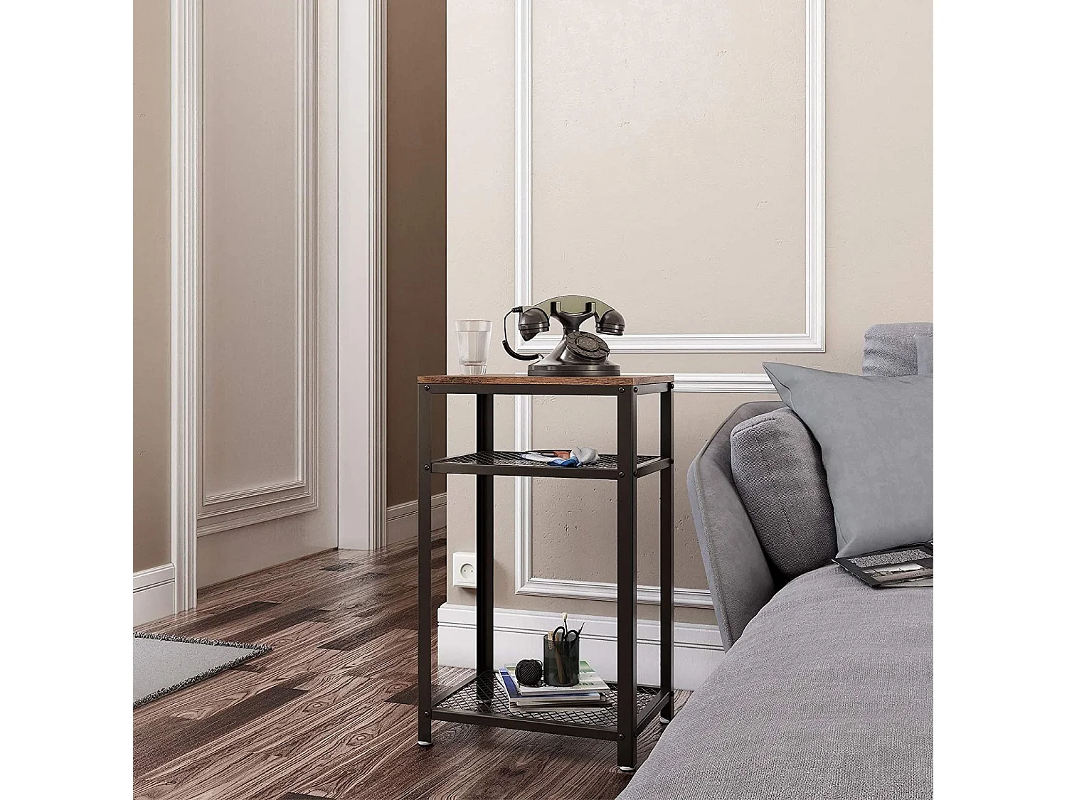 Parya Home - Bijzettafel - Metaal/Hout - Donkerbruin