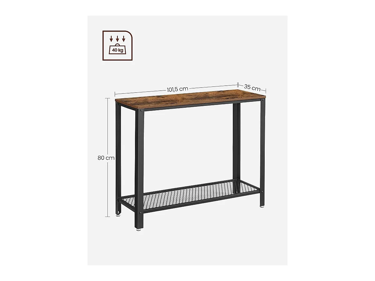 Wandtafel - Industrieel bijzettafel - 101,5x80x35 - Bruin