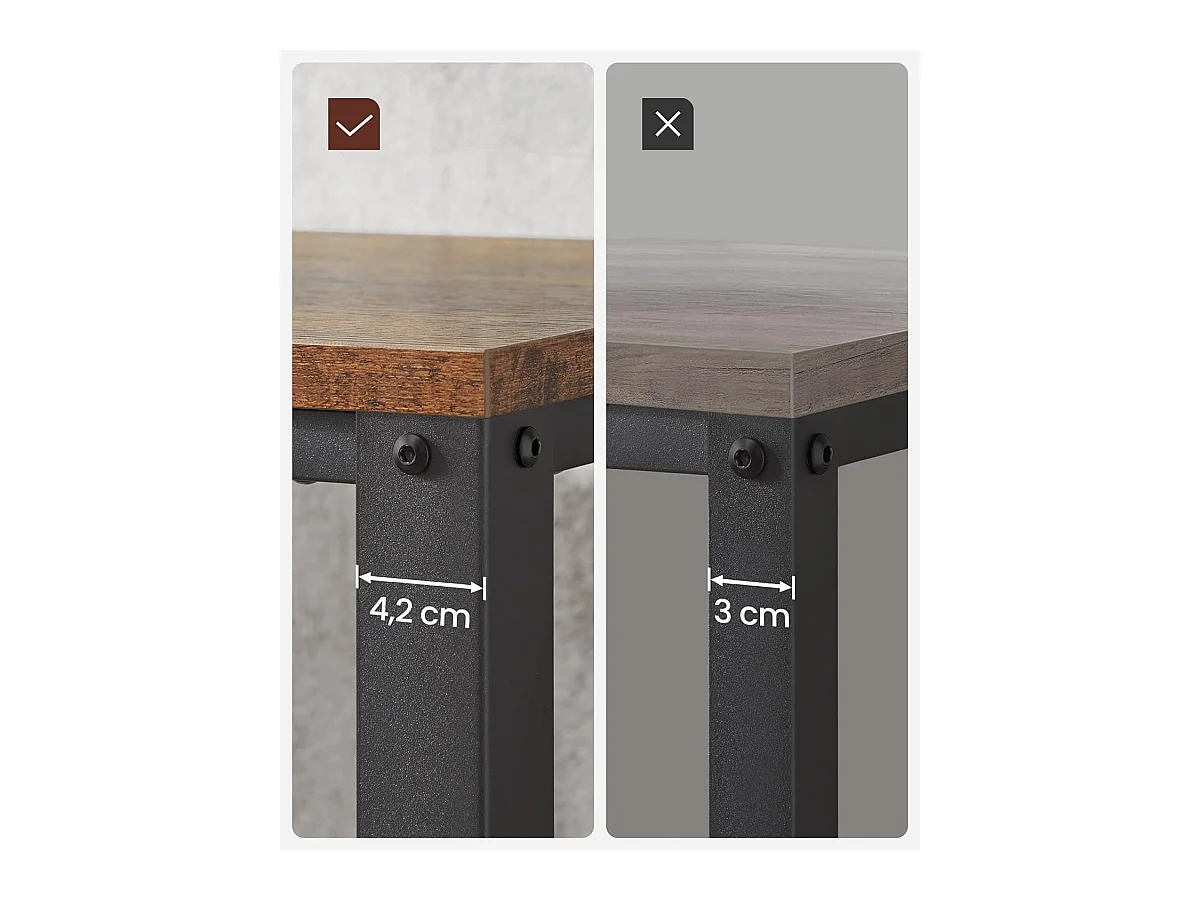 Wandtafel - Industrieel bijzettafel - 101,5x80x35 - Bruin