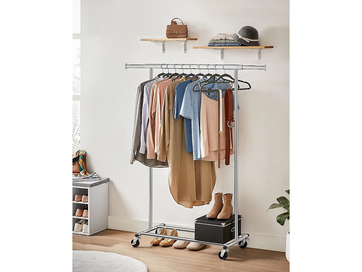 Kledingrek Bobbel Home - Verchroomd met Uitschuifbare Stang - 150 kg Laadvermogen
