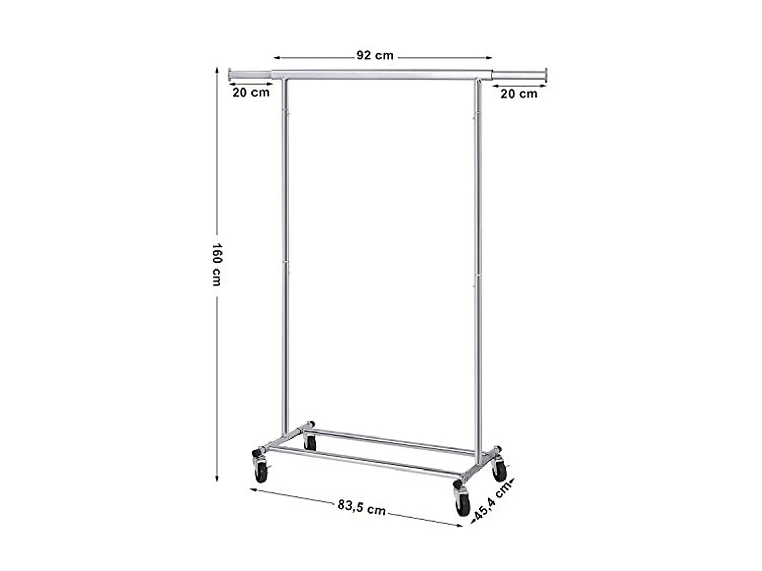 Kledingrek Bobbel Home - Verchroomd met Uitschuifbare Stang - 150 kg Laadvermogen