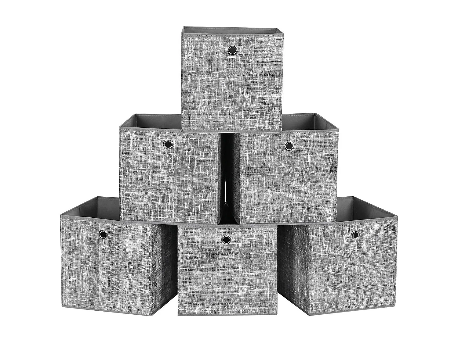 Opvouwbare opbergdozen, 6 stuks, bakken, manden, kisten, van vliesstof, 30 x 30 x 30 cm, grijs
