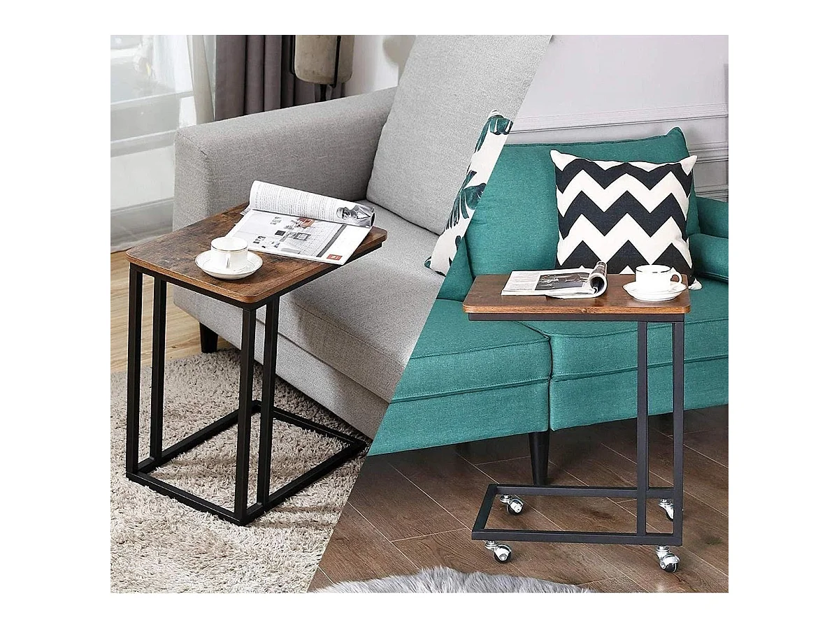 Parya Home - Bijzettafel op Wieltjes - Vintage - Industrieel