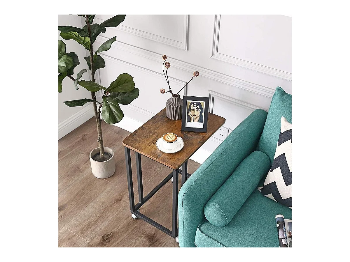 Parya Home - Bijzettafel op Wieltjes - Vintage - Industrieel