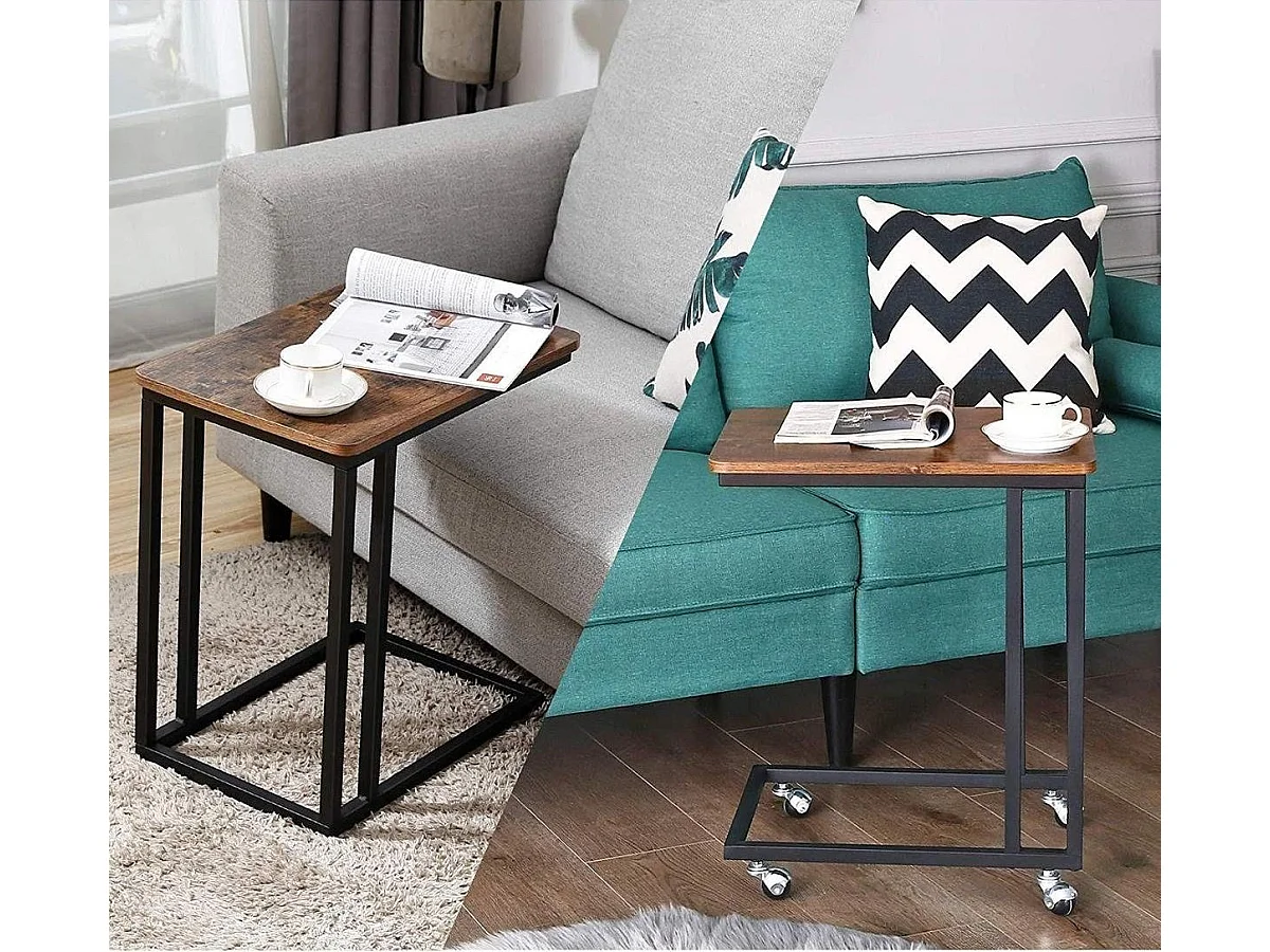 Parya Home - Bijzettafel op Wieltjes - Vintage - Industrieel