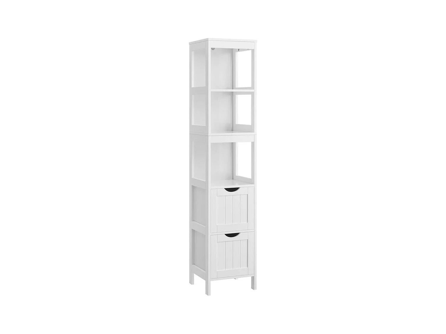 Bobbel Home - Hoge kast voor badkamer, met 2 laden en 3 open vakken, 30 x 30 x 141,5 cm,, wit