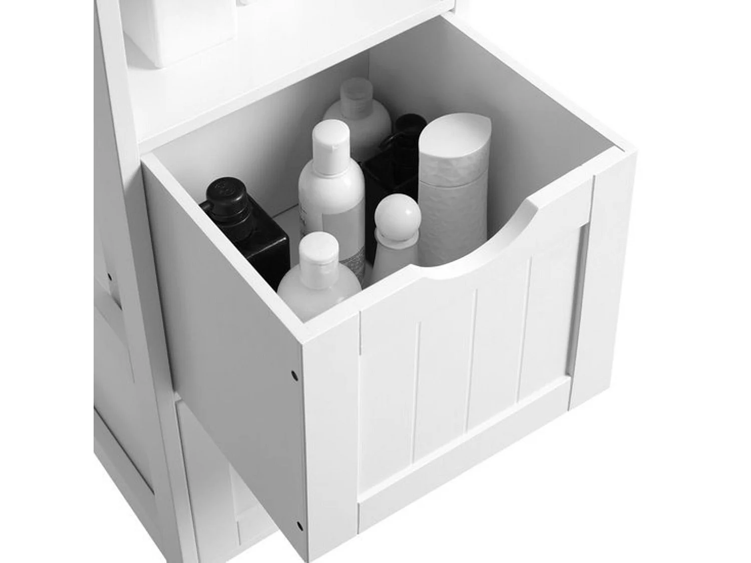 Bobbel Home - Hoge kast voor badkamer, met 2 laden en 3 open vakken, 30 x 30 x 141,5 cm,, wit