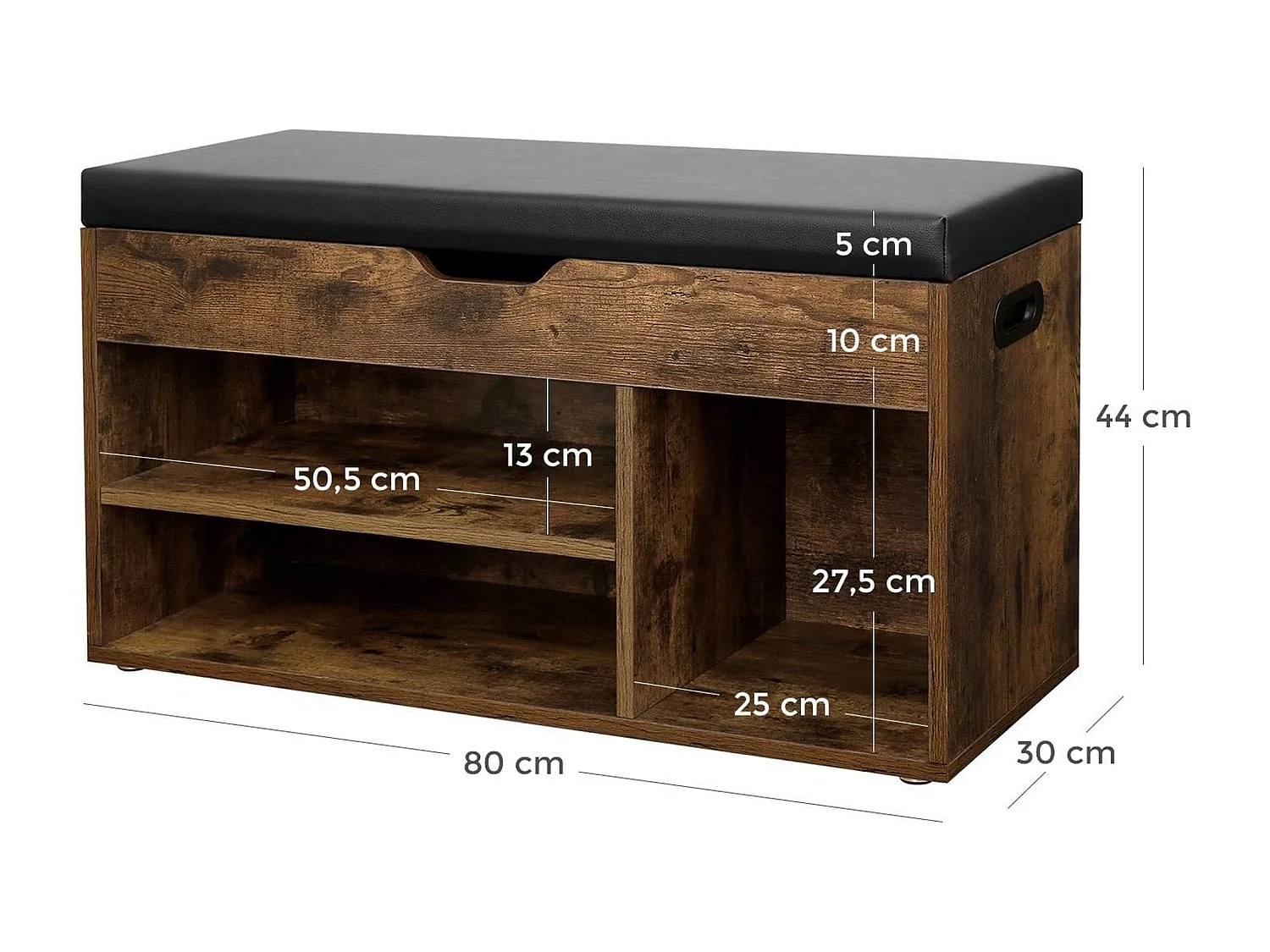 Vintage Schoenenbank – Schoenenkast – Schoenenrek – Schoenenbank Met Zitkussen – Zwart/Bruin