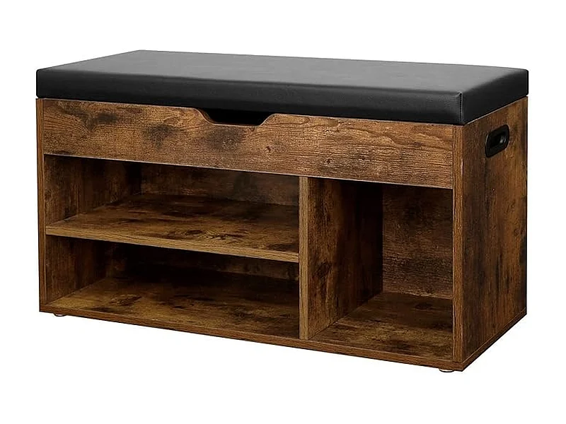 Vintage Schoenenbank – Schoenenkast – Schoenenrek – Schoenenbank Met Zitkussen – Zwart/Bruin