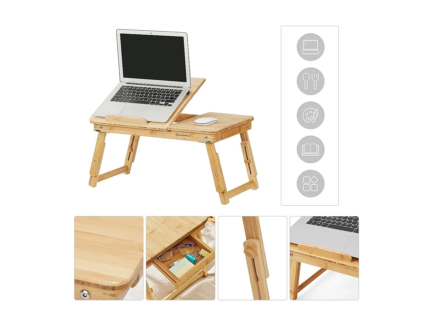 Parya Home - Houten Laptoptafel - Bamboe - Bruin