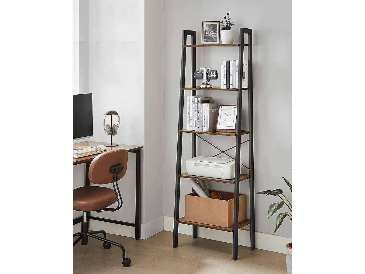 Boekenkast Industrieel - Boekenstandaard - Ladderkast 5 Laags 56 x 34 x 172 cm