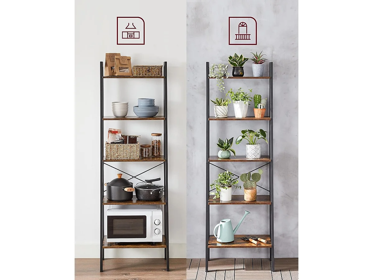 Boekenkast Industrieel - Boekenstandaard - Ladderkast 5 Laags 56 x 34 x 172 cm