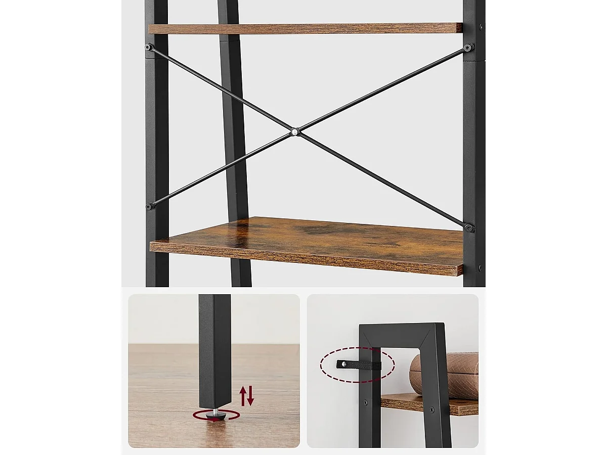 Boekenkast Industrieel - Boekenstandaard - Ladderkast 5 Laags 56 x 34 x 172 cm