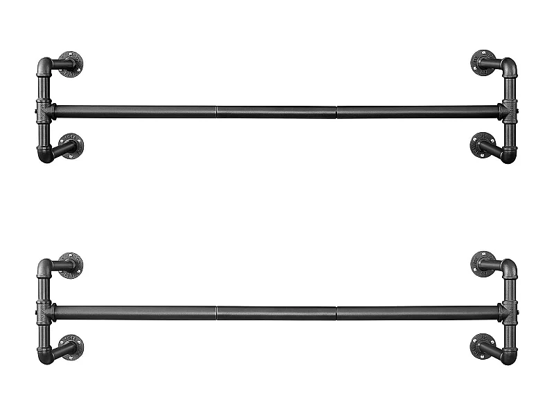 Kledingrek - Metaal - Zwart - Tot 60 kg Muurbevestiging Set van 2