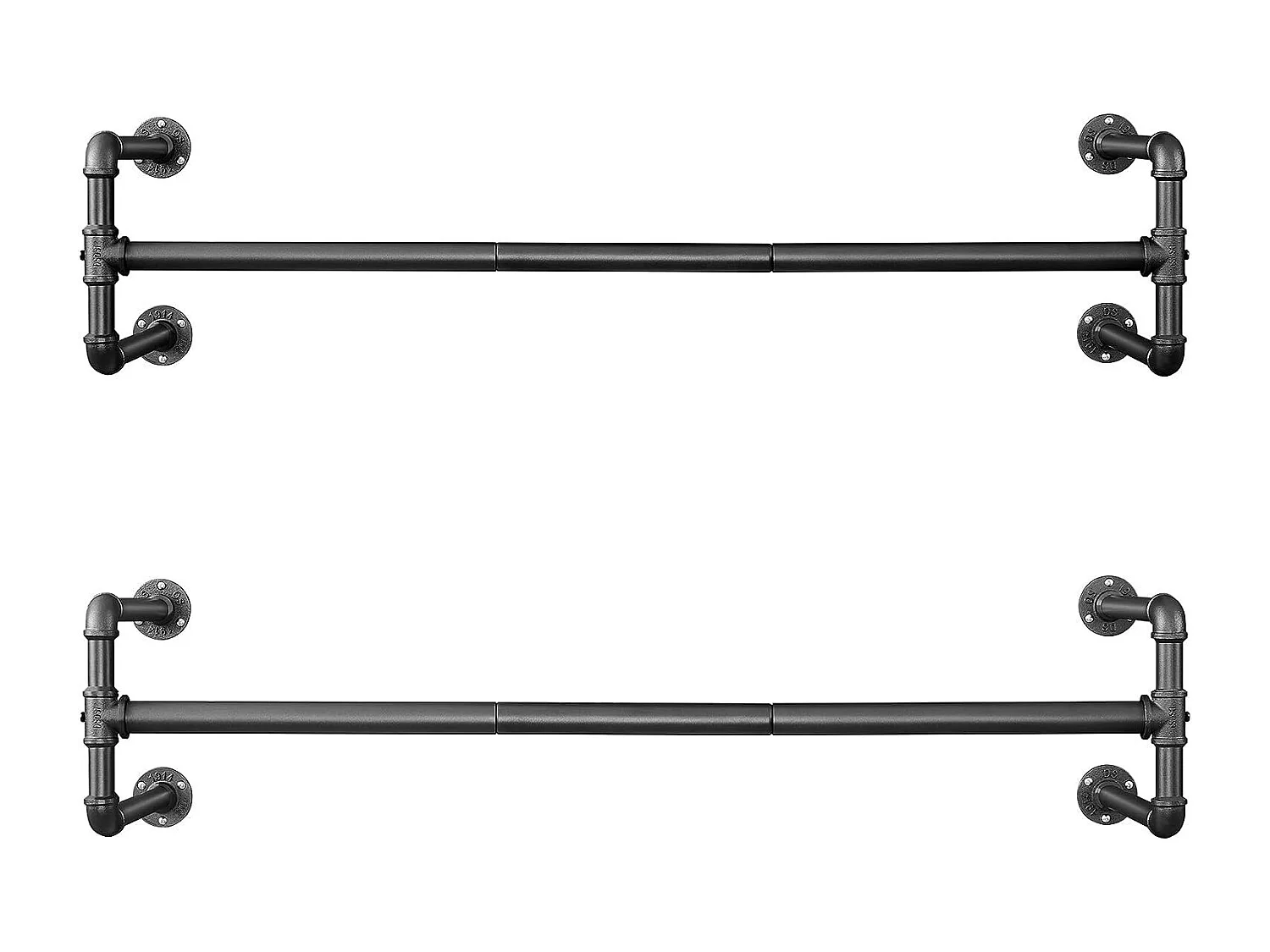 Kledingrek - Metaal - Zwart - Tot 60 kg Muurbevestiging Set van 2