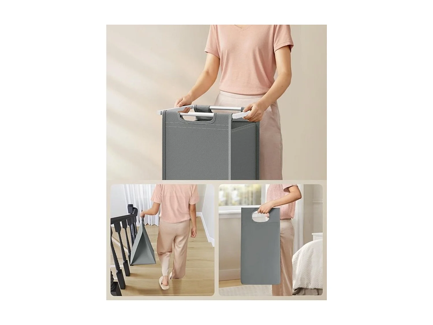 Bobbel Home - Wasmand, 2 vakken en 2 verwijderbare zakken, werkblad,  2 x 46 liter, 73 x 33 x 72 cm,