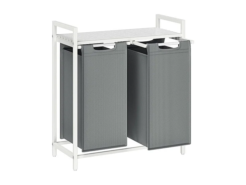 Bobbel Home - Wasmand, 2 vakken en 2 verwijderbare zakken, werkblad,  2 x 46 liter, 73 x 33 x 72 cm,