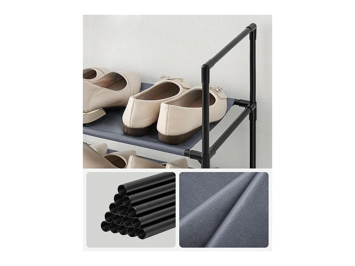Parya Home Smal Schoenenrek – 10-laags schoenenopberger van metaal en vliesstof, 33 x 33 x 173 cm
