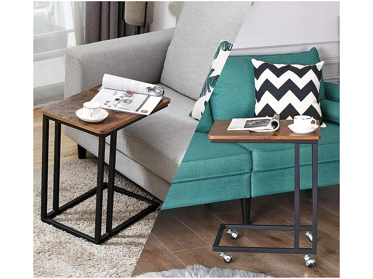 Parya - Bijzettafel Op Wieltjes - 50x35x60 cm - Zwart